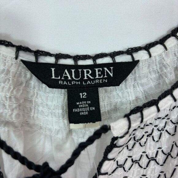 Lauren Ralph Lauren Women's Embroidered CottageCore Cotton Voile Dress Sz 12 - Picture 11 of 13